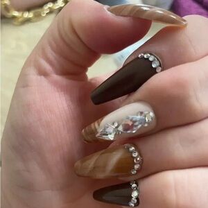 Marble Crystal Press On Nails